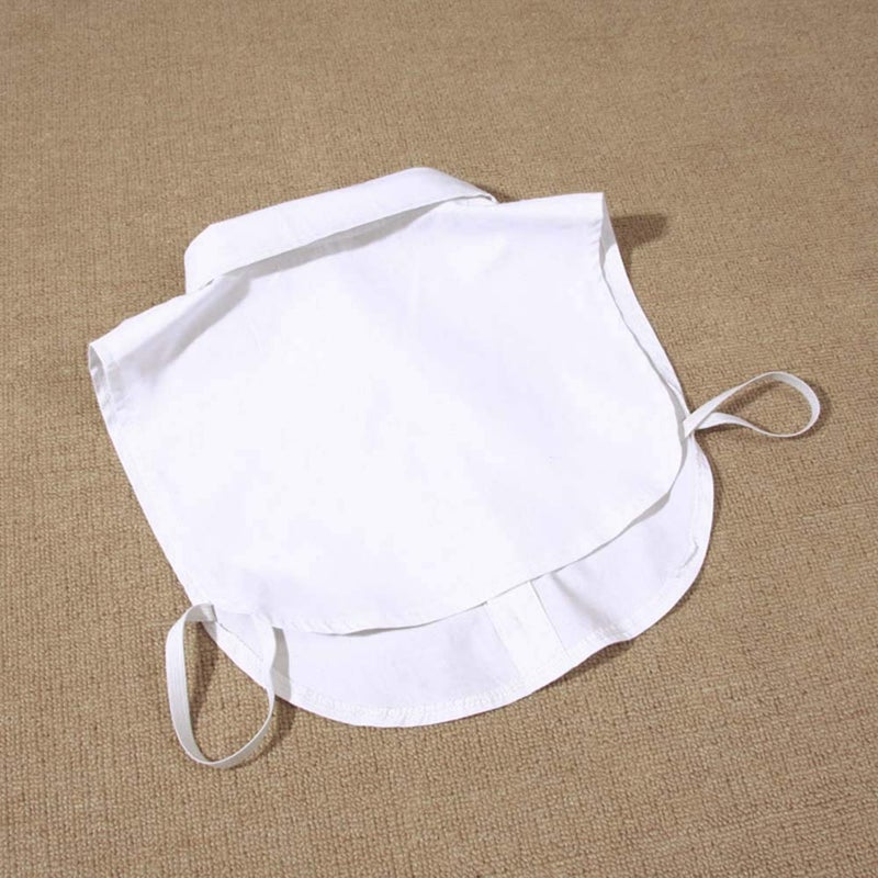 Juland Lady's White Cotton Sleeveless Shirt with Detachable False Collar and Choker Tie, Medium - Image 4